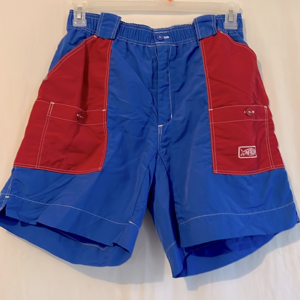 AFTCO Blue and Red Men's Swim Trunks